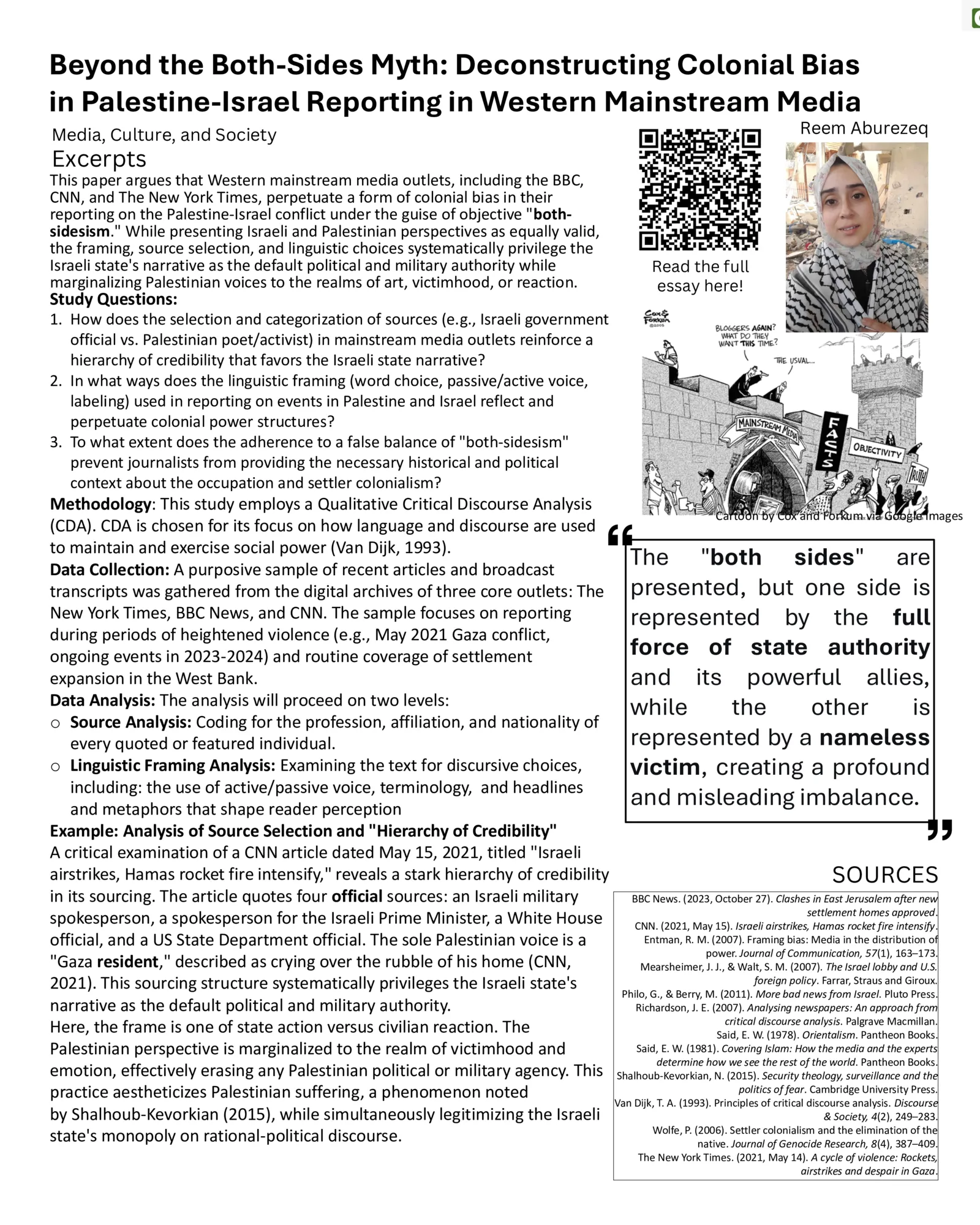 Beyond the Both-Sides Myth: Deconstructing Colonial Bias in Palestine–Israel Reporting — by Reem Abu Rezeq